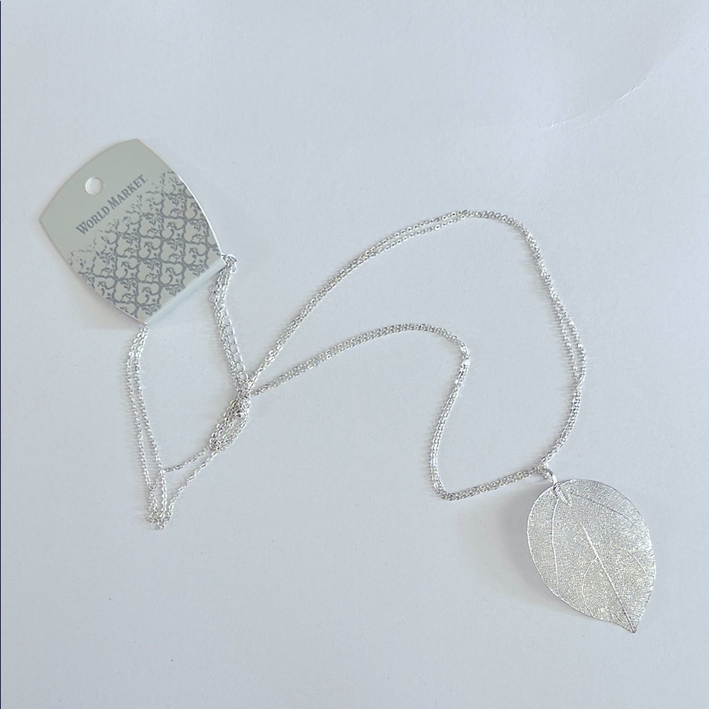 Cost Plus World Market Silver Leaf Necklace